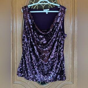 2X purple sequin sleeveless top, EUC